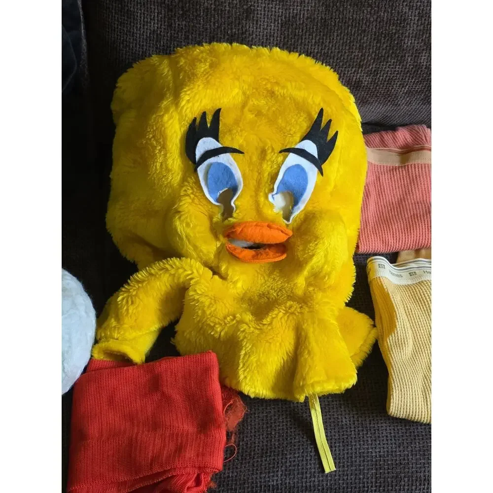 Vintage 1970 Looney Tunes Hand Made Tweety Bird & Sylvester Halloween Costume OS